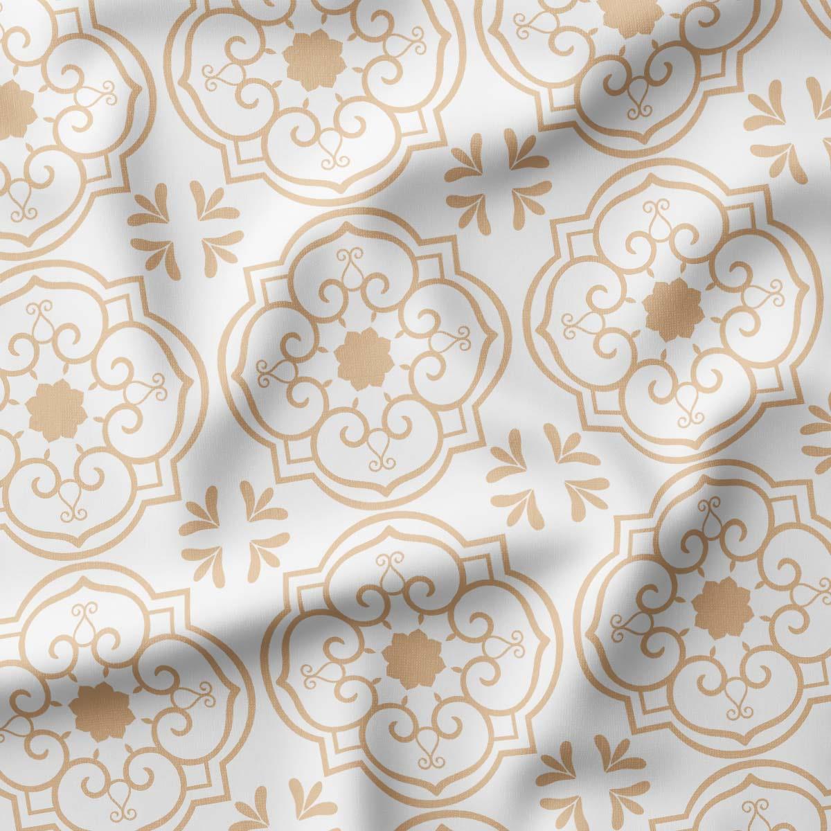 Geometrik Çini Desenli Ramazan Serisi Kumaş Gold