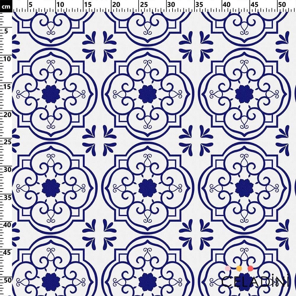 Geometrik Çini Desenli Ramazan Serisi Kumaş Lacivert