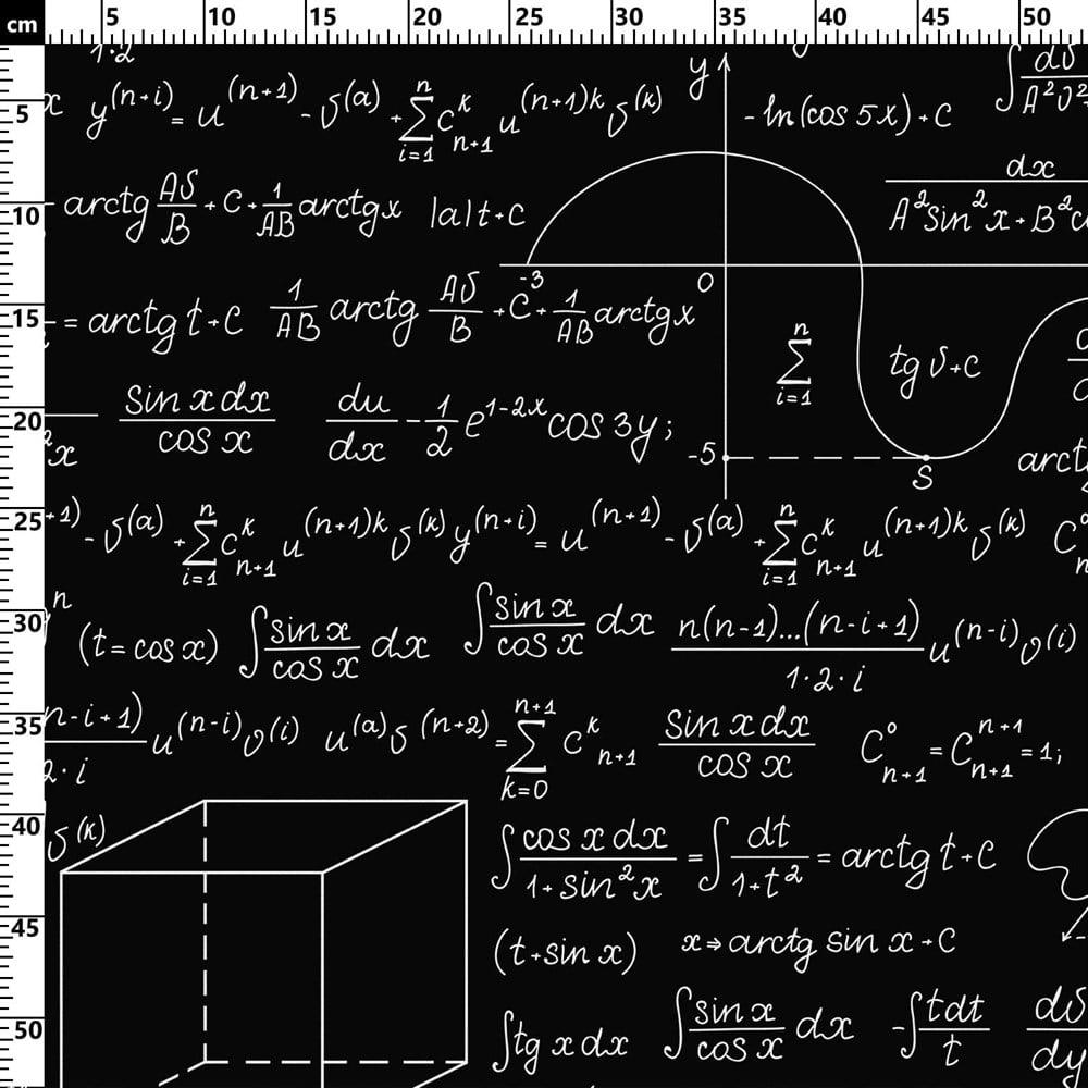 Geometrik Çizimler, Formüller Pop Art Desenli Kumaş