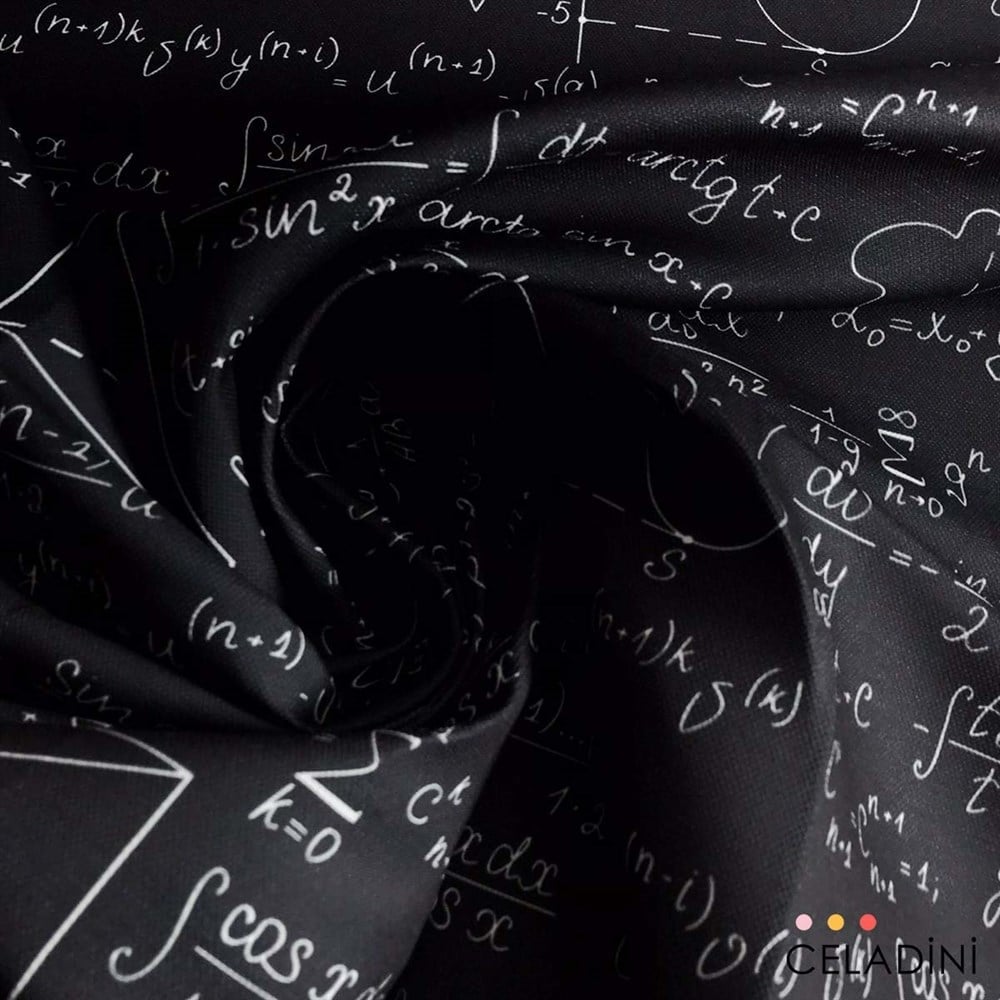 Geometrik Çizimler, Formüller Pop Art Desenli Kumaş