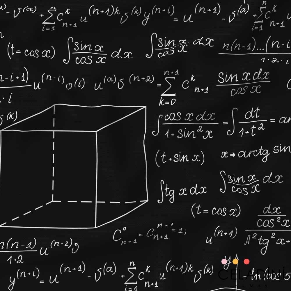 Geometrik Çizimler, Formüller Pop Art Desenli Kumaş