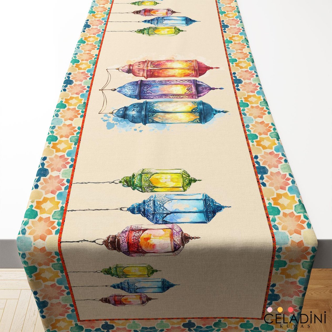 Geometrik Desenli Ramazan Serisi Runner Kumaşı