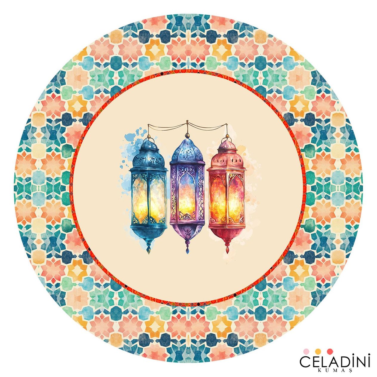 Geometrik Desenli Ramazan Serisi Supla Kumaşı