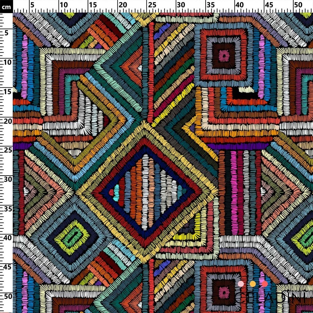 Geometrik Nakış Desenli Kumaş