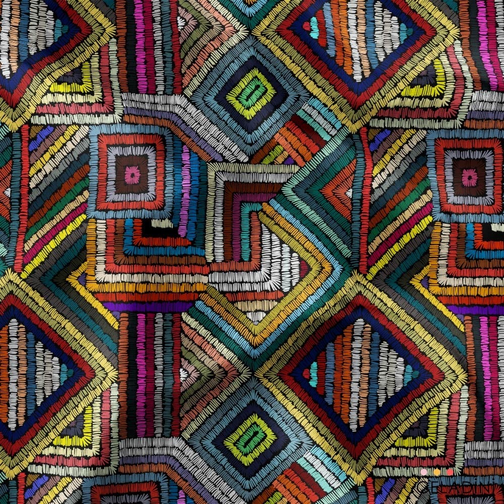 Geometrik Nakış Desenli Kumaş