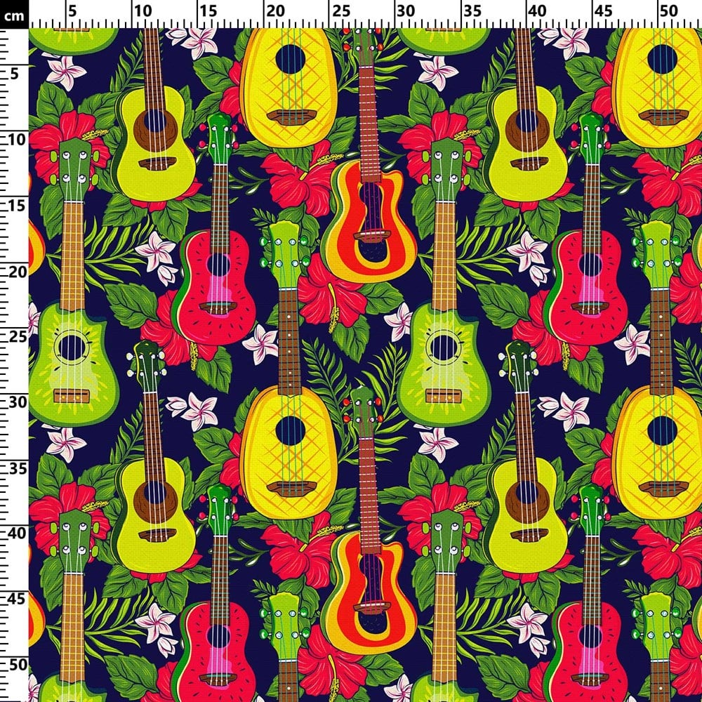 Gitar Desenli Pop Art Kumaş