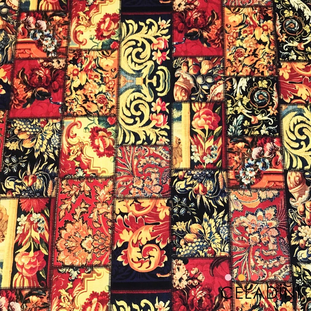 Goblen Patchwork Desenli Kumaş