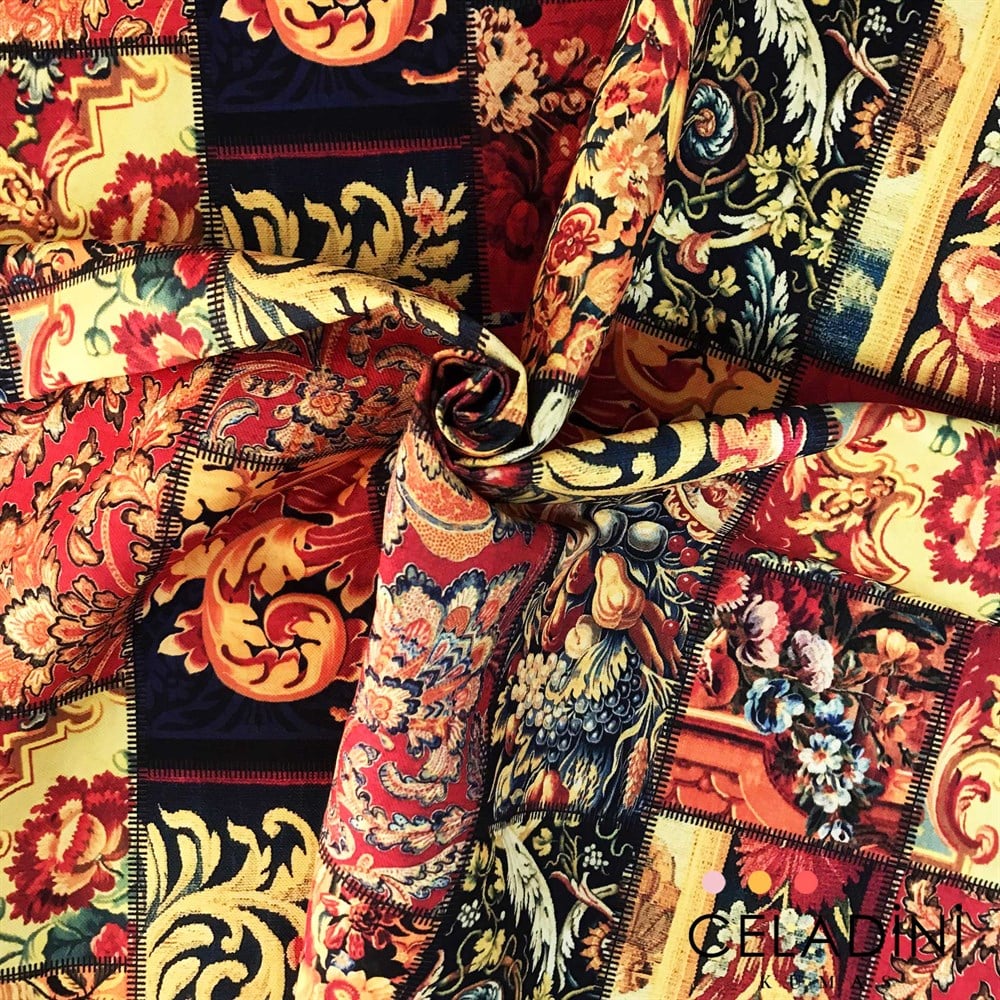 Goblen Patchwork Desenli Kumaş