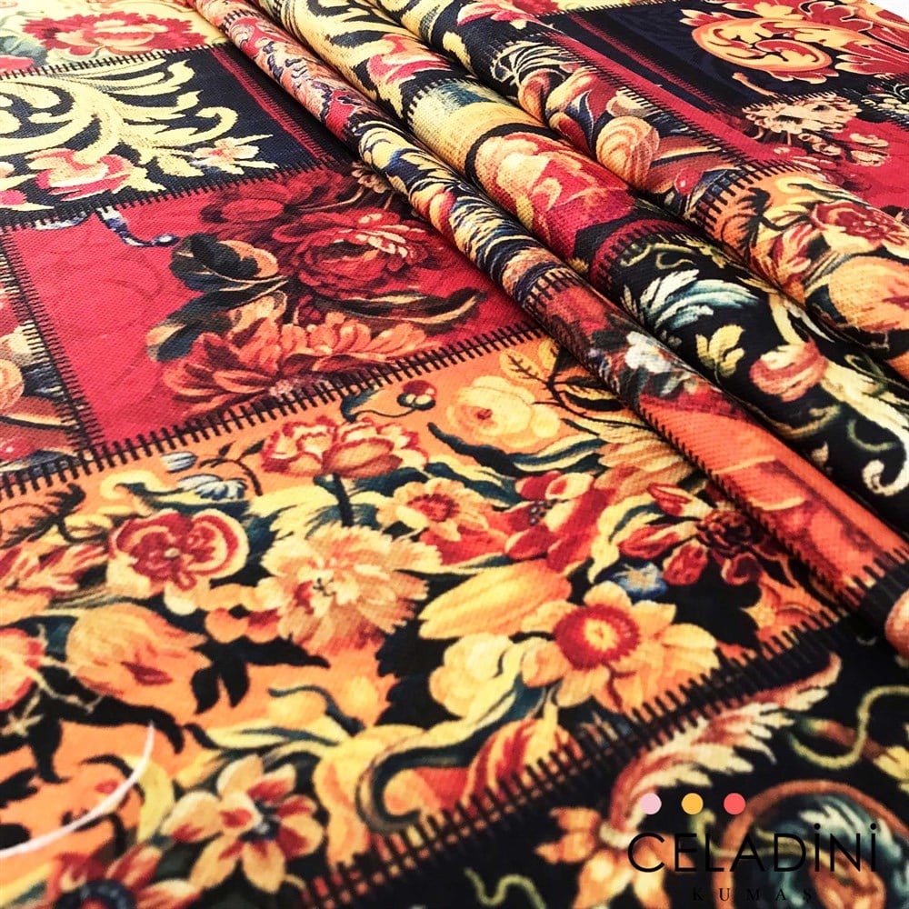 Goblen Patchwork Desenli Kumaş