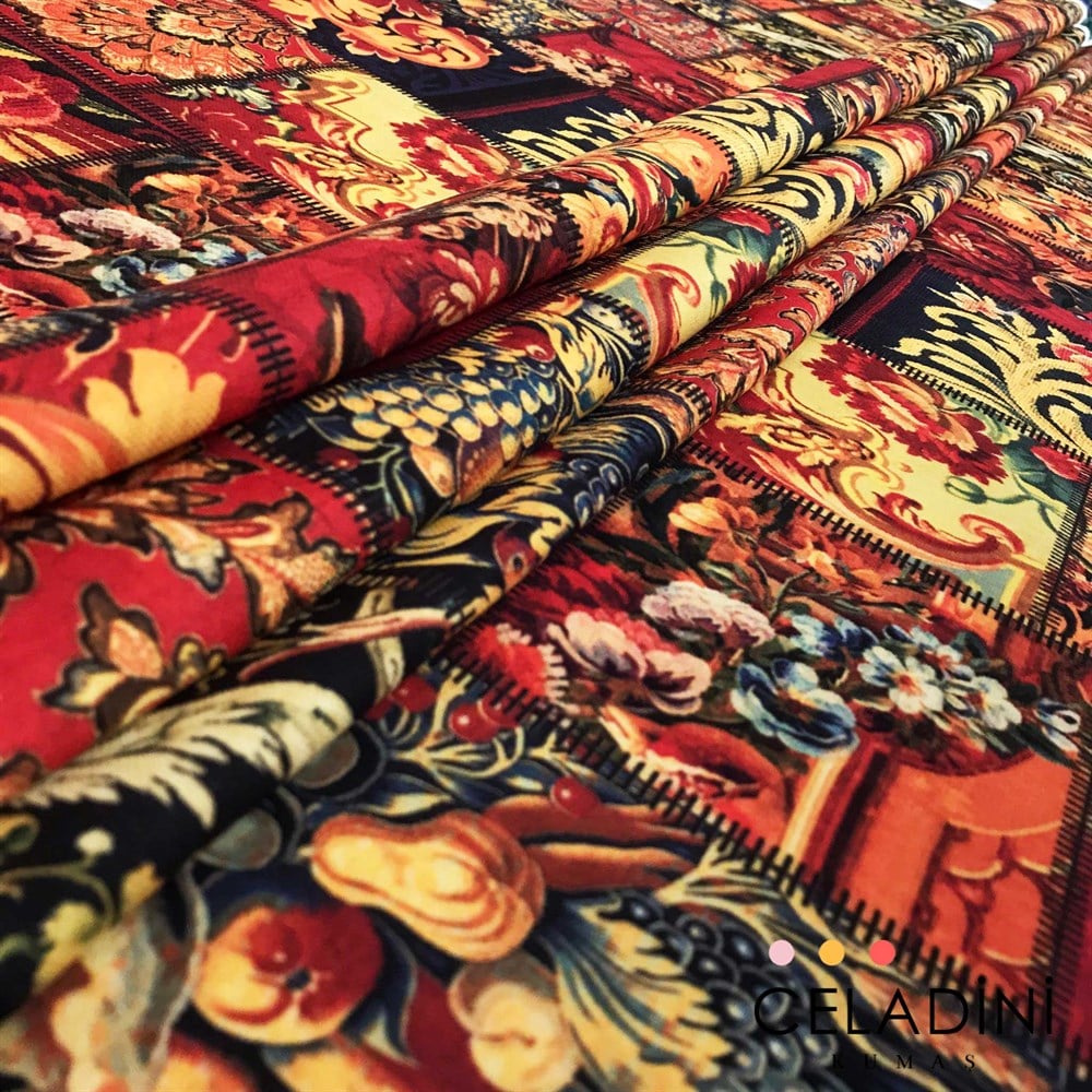 Goblen Patchwork Desenli Kumaş