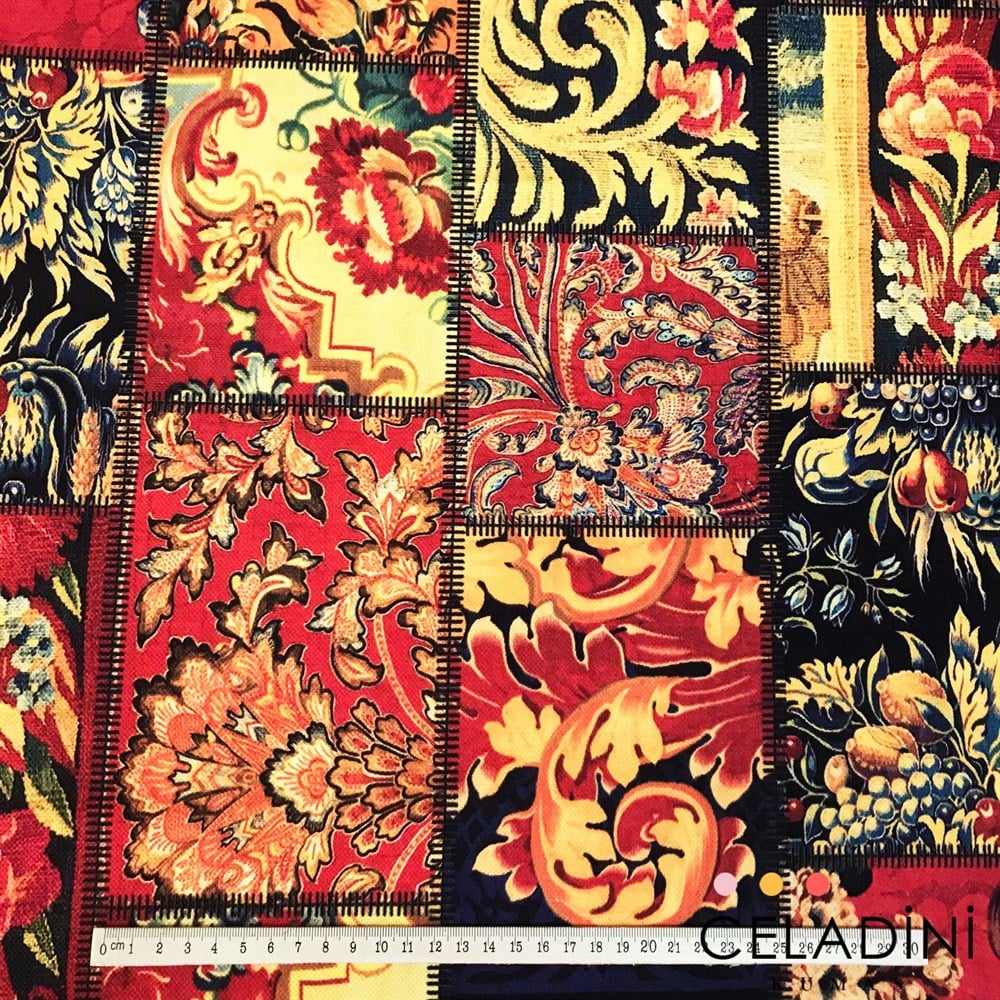 Goblen Patchwork Desenli Kumaş