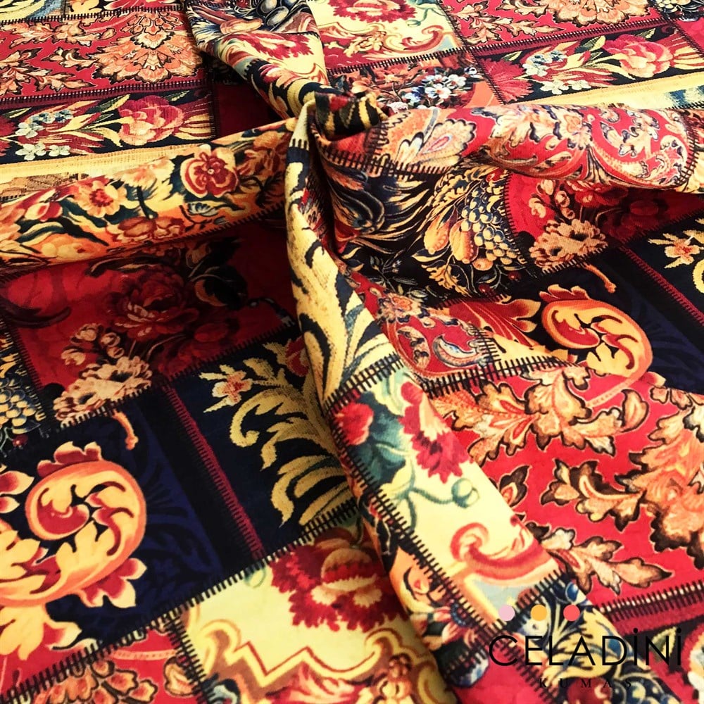 Goblen Patchwork Desenli Kumaş