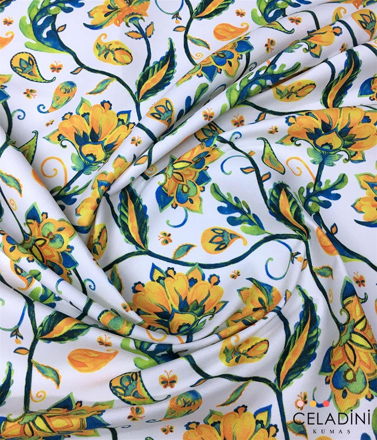 Goblen Sarı Çiçekli Kumaş (Model-2)