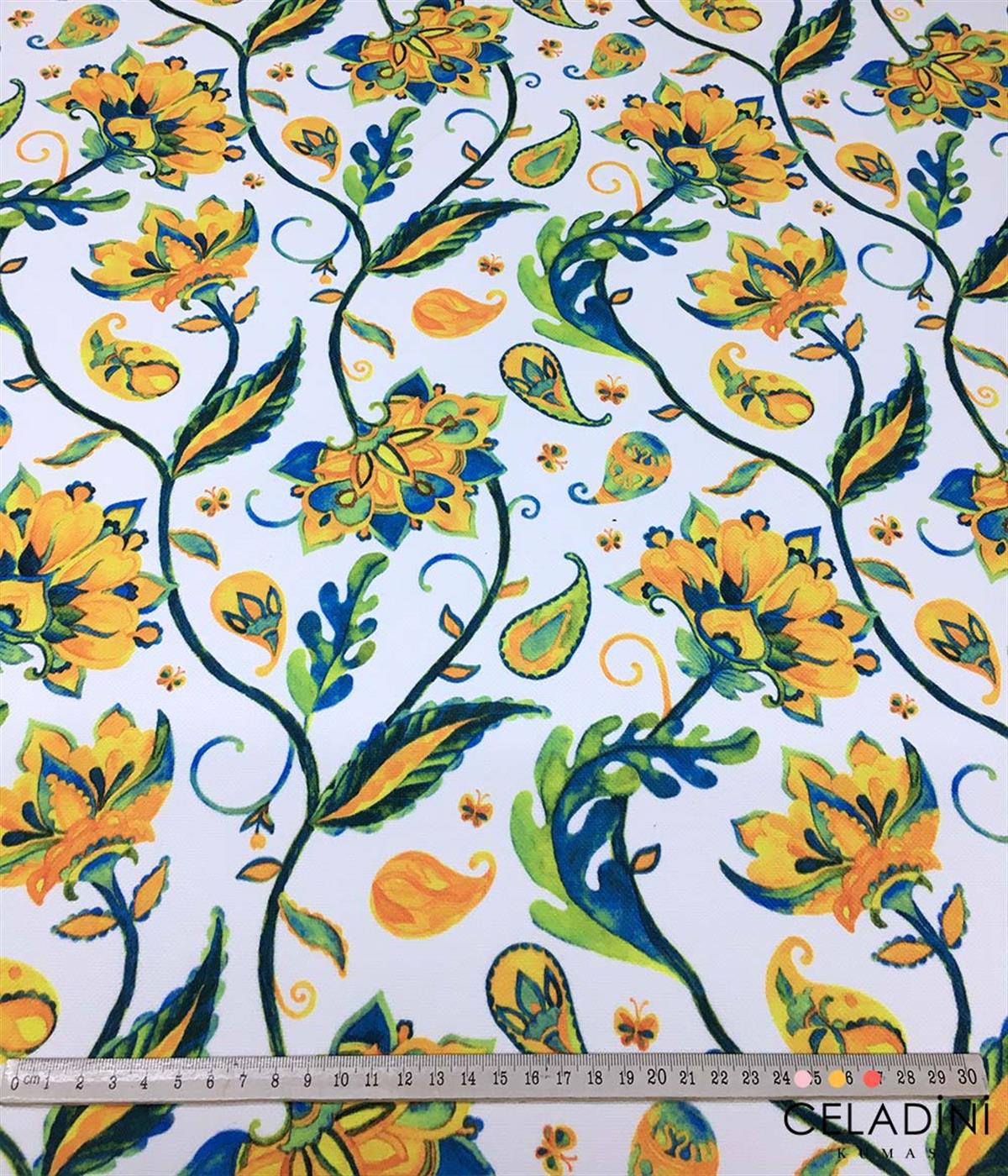 Goblen Sarı Çiçekli Kumaş (Model-2)