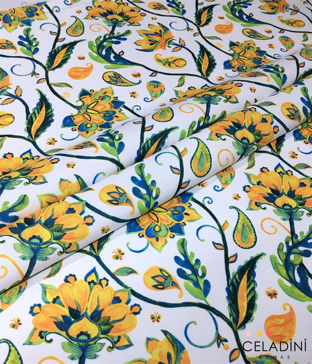 Goblen Sarı Çiçekli Kumaş (Model-2)