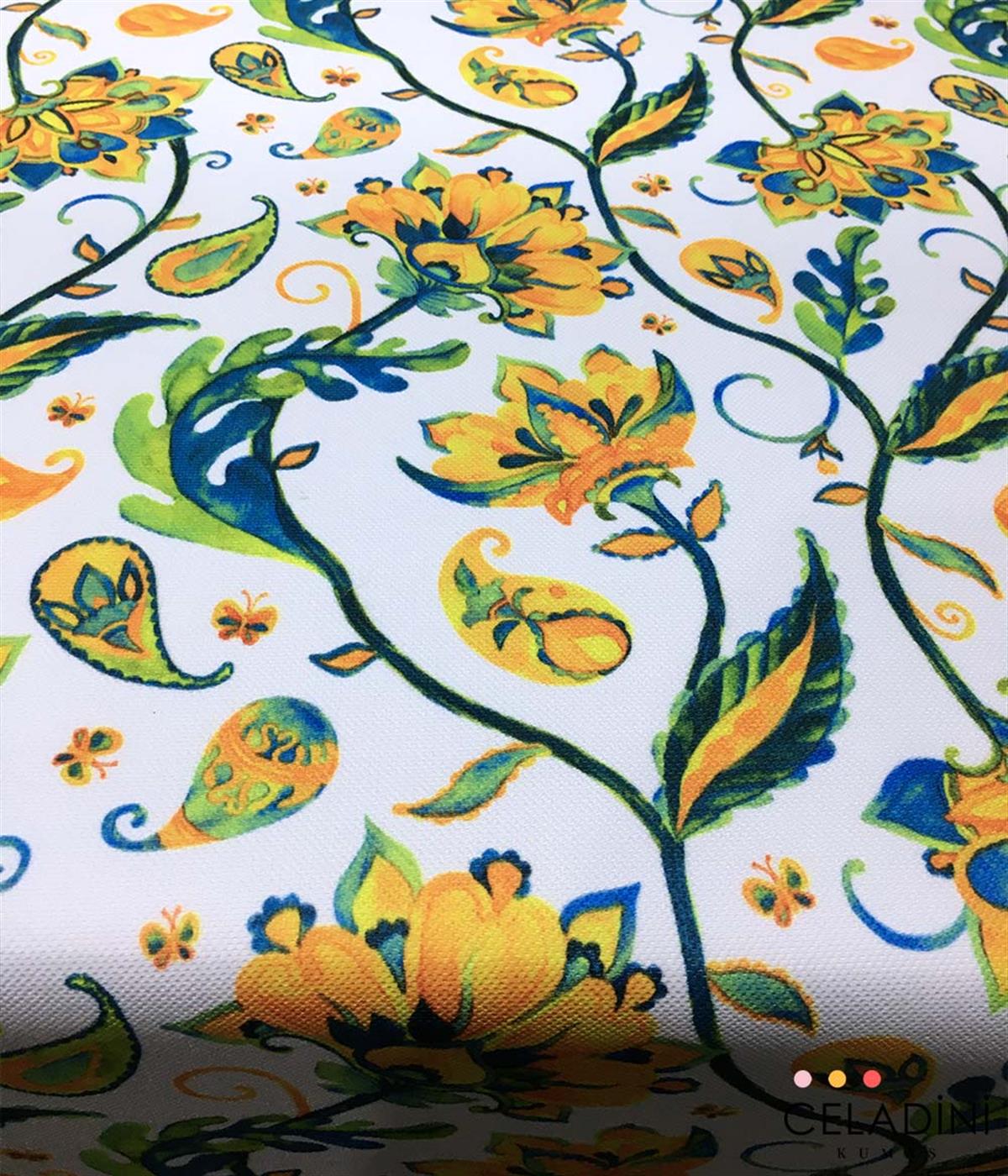 Goblen Sarı Çiçekli Kumaş (Model-2)