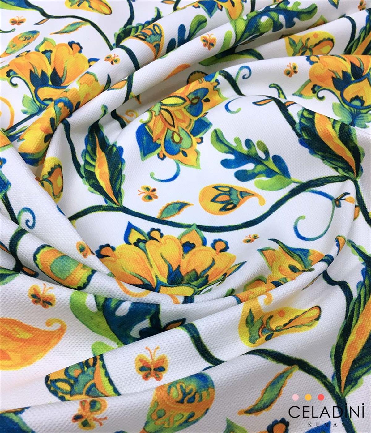 Goblen Sarı Çiçekli Kumaş (Model-2)