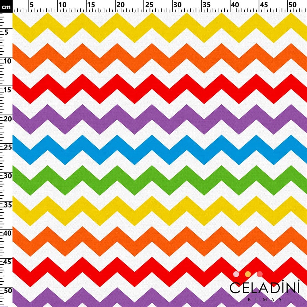 Gökkuşağı Zigzag Desenli Çocuk Kumaşı