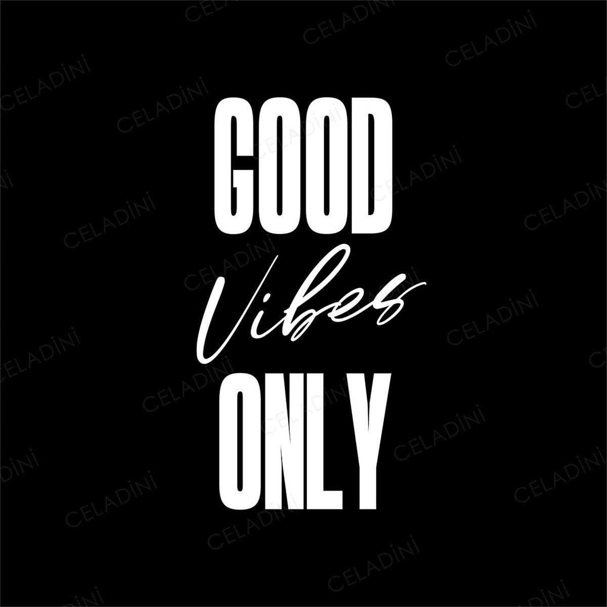 Good Vibes Only (Siyah) Kırlent Kumaşı (Versiyon-2)