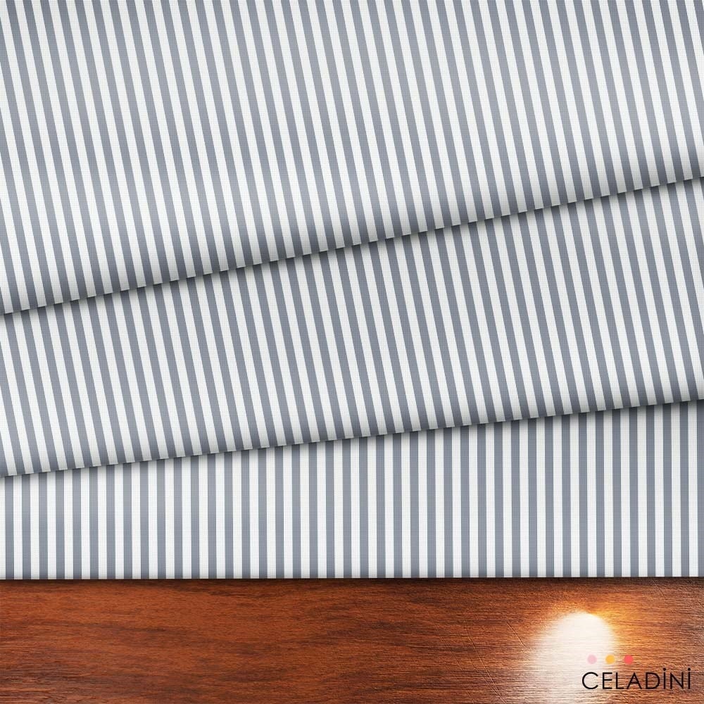 Gri Beyaz 1x1 cm Süper İnce Çizgili Kumaş