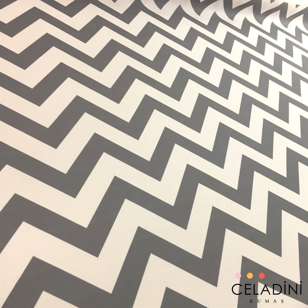 Gri Beyaz Zigzag (Chevron) Kumaş