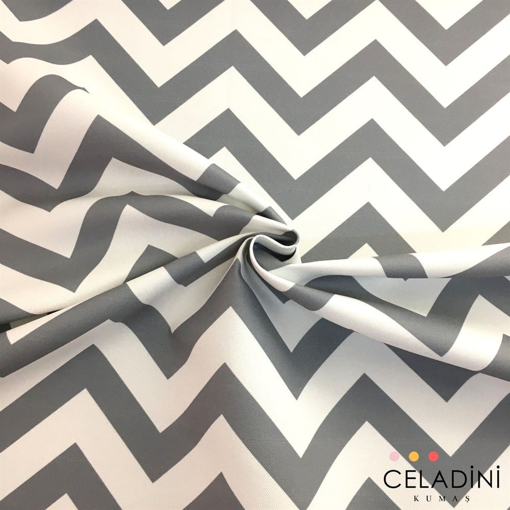 Gri Beyaz Zigzag (Chevron) Kumaş