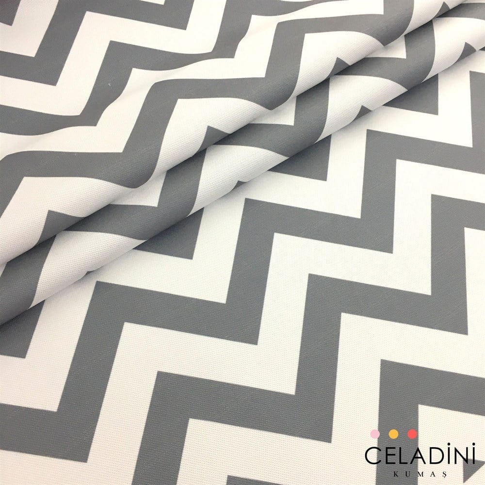 Gri Beyaz Zigzag (Chevron) Kumaş