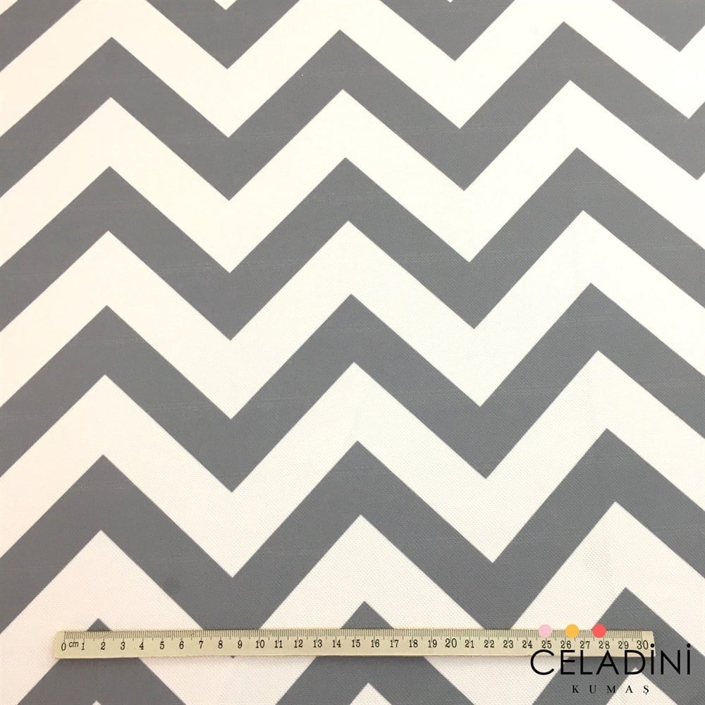 Gri Beyaz Zigzag (Chevron) Kumaş