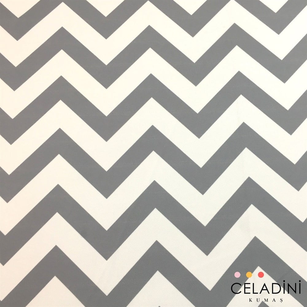 Gri Beyaz Zigzag (Chevron) Kumaş