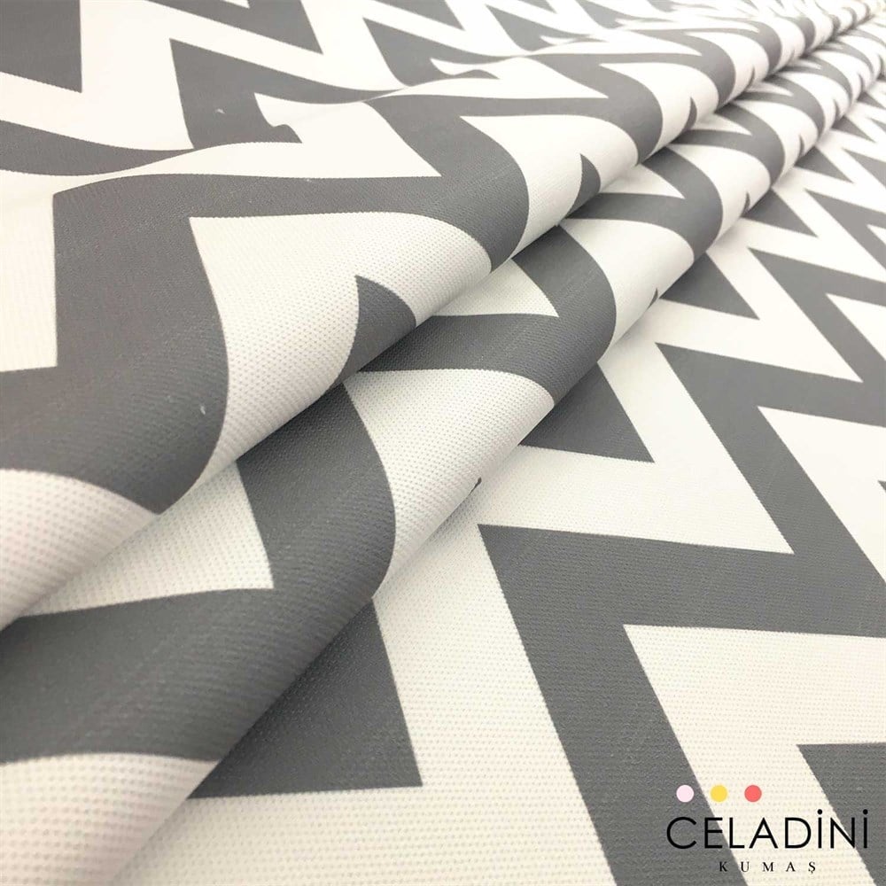 Gri Beyaz Zigzag (Chevron) Kumaş