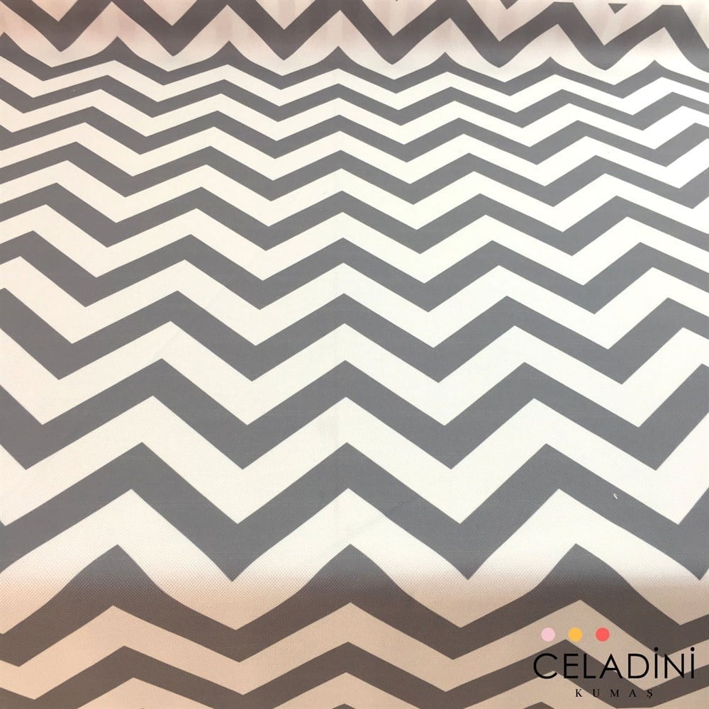 Gri Beyaz Zigzag (Chevron) Kumaş