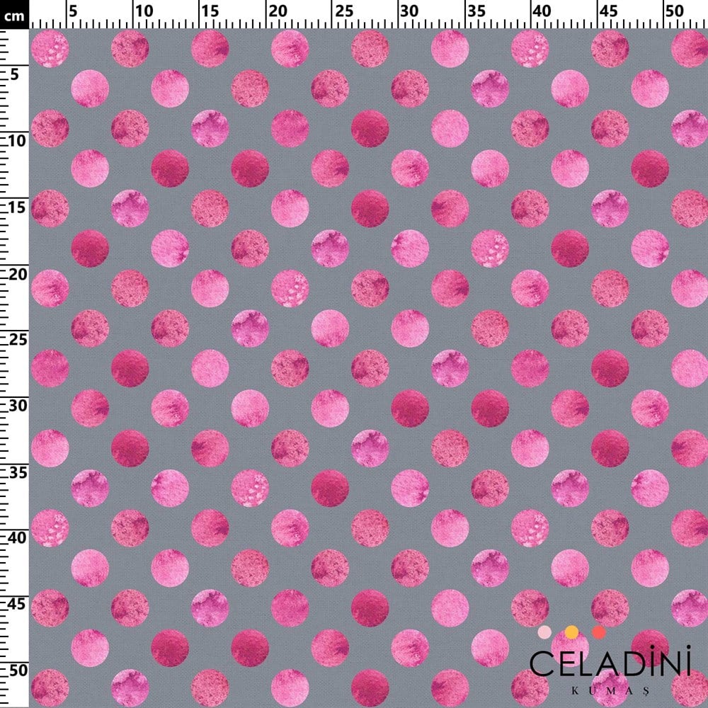 Gri Fon Pembe Eskitme Puanlı Kumaş