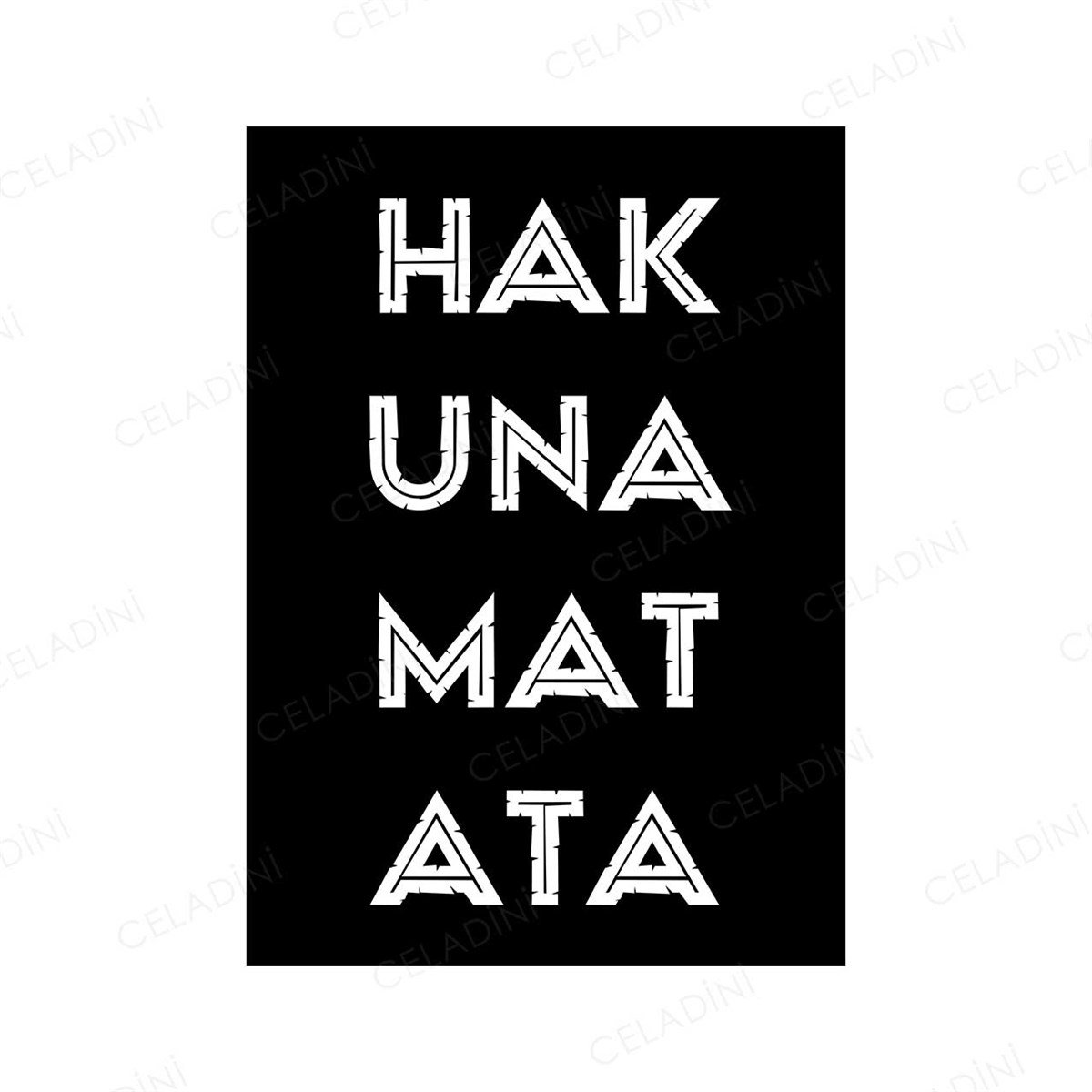 Hakuna Matata Yazılı (Siyah-Beyaz) Kırlent Kumaşı