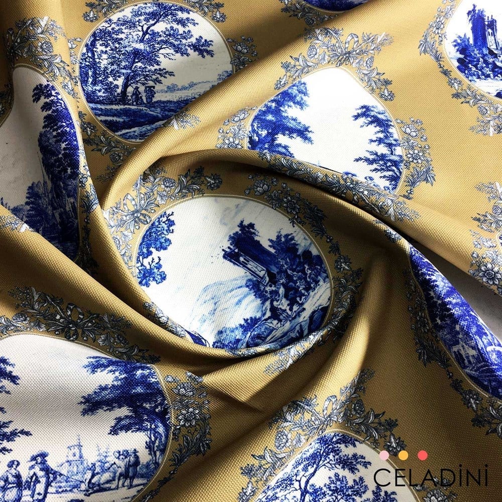 Hardal - Toile de Jouy Desenli Kumaş