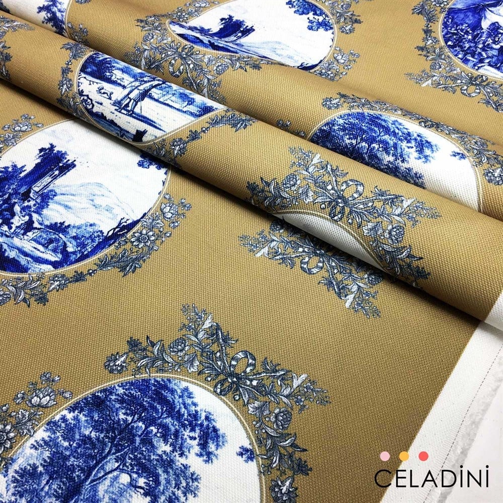 Hardal - Toile de Jouy Desenli Kumaş