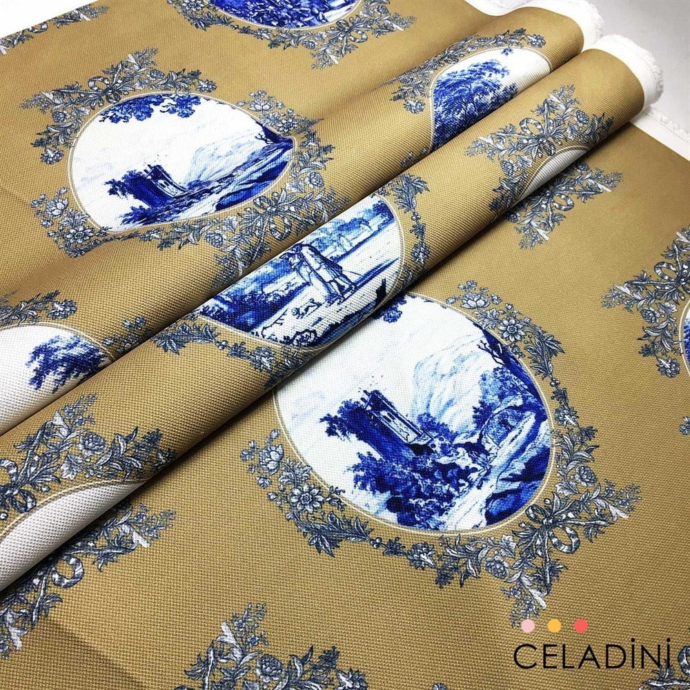 Hardal - Toile de Jouy Desenli Kumaş