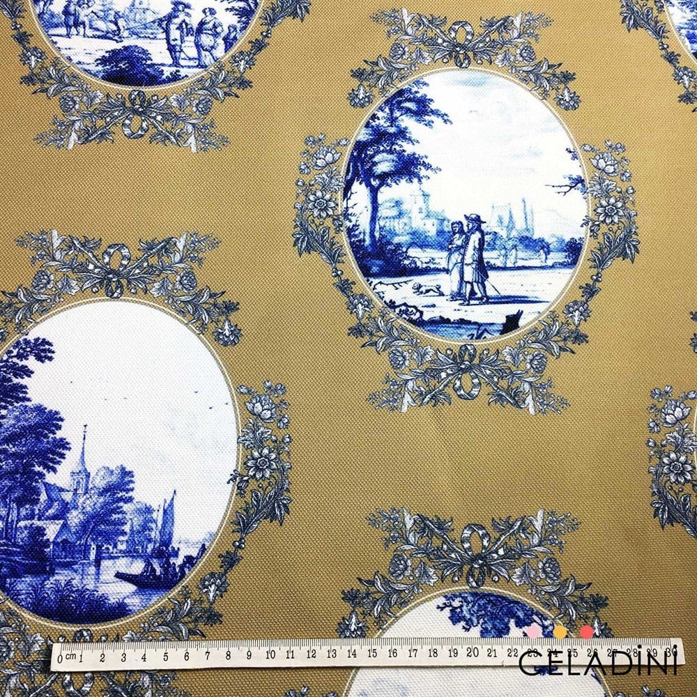 Hardal - Toile de Jouy Desenli Kumaş