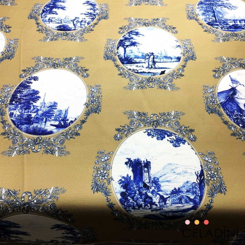Hardal - Toile de Jouy Desenli Kumaş