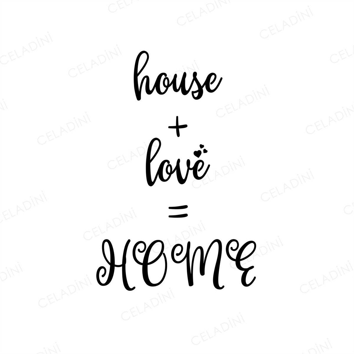 House + Love = Home Yazılı Kırlent Kumaşı