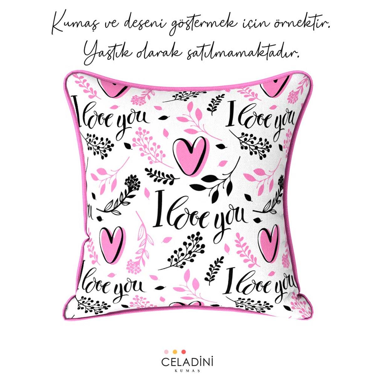 I Love You Sevgililer Günü Temalı Kumaş 