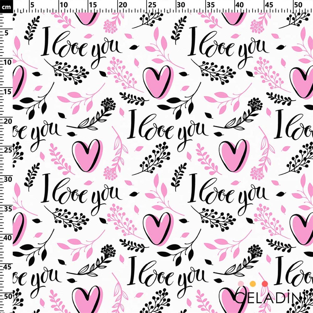 I Love You Sevgililer Günü Temalı Kumaş 