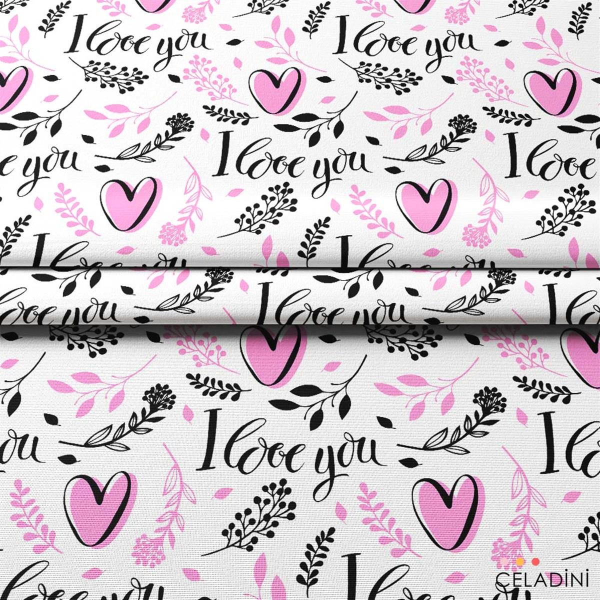 I Love You Sevgililer Günü Temalı Kumaş 