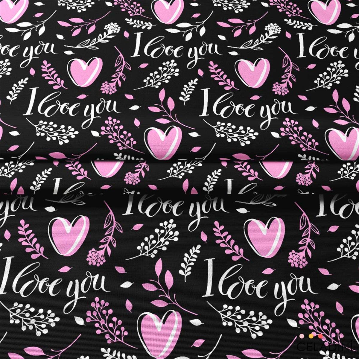 I Love You Sevgililer Günü Temalı Kumaş 