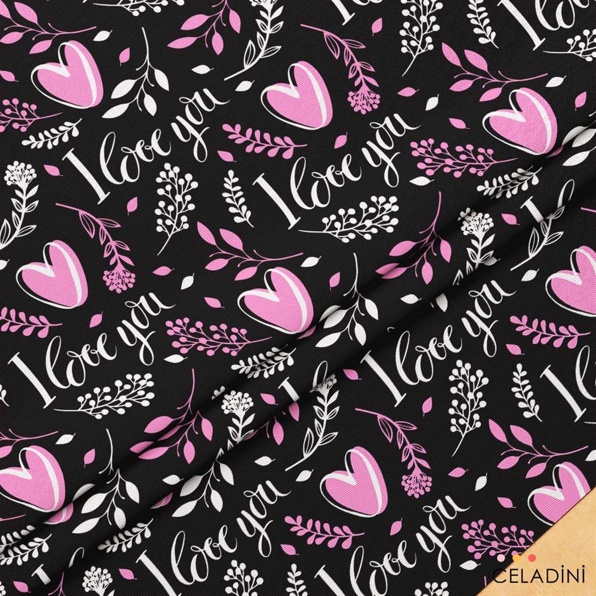 I Love You Sevgililer Günü Temalı Kumaş 
