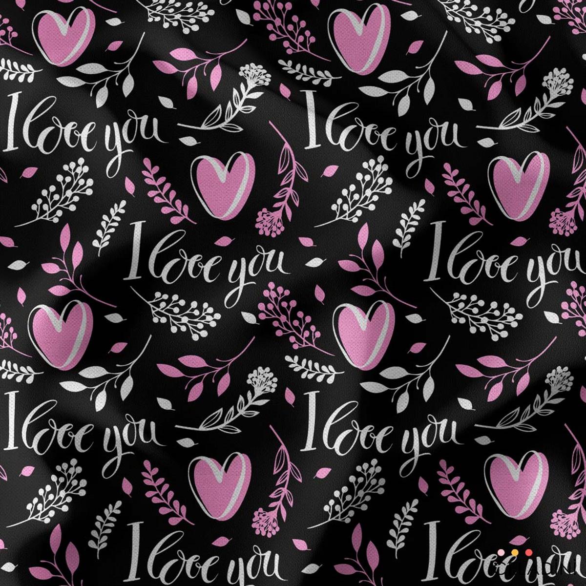 I Love You Sevgililer Günü Temalı Kumaş 