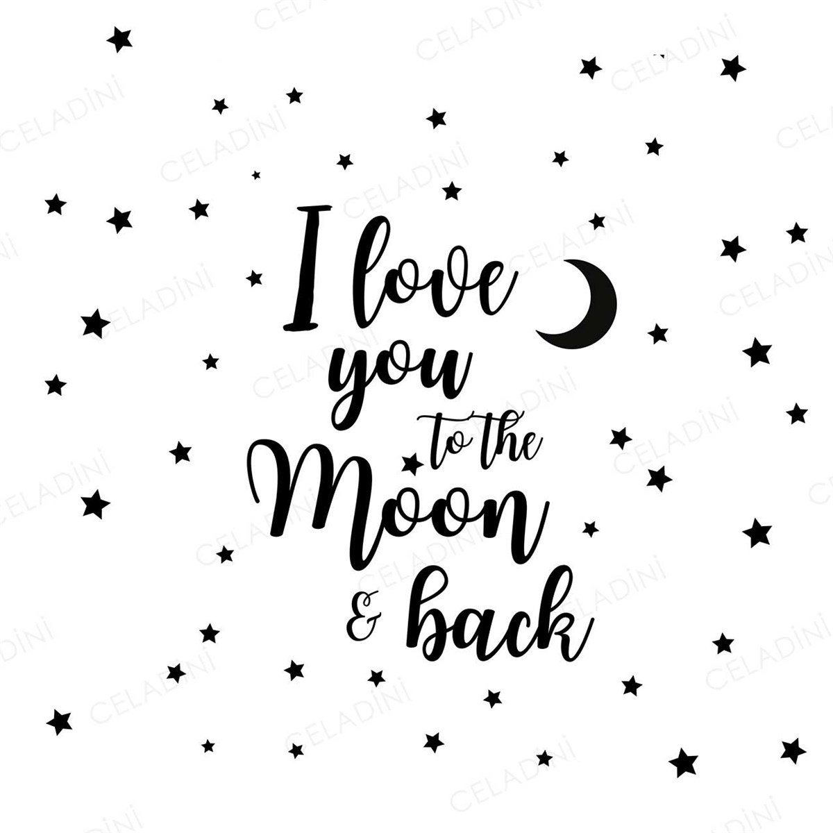 I love you to the moon back. Kırlent Kumaşı