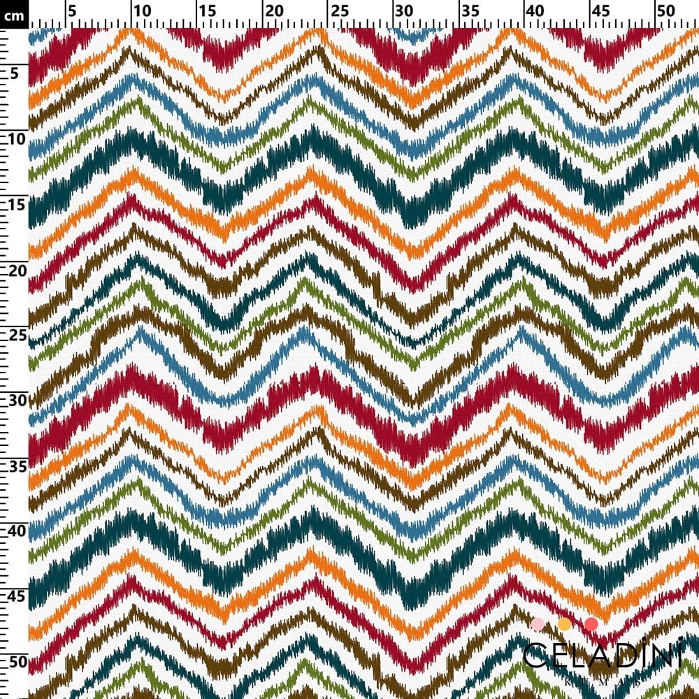 İkat Renkli Zigzag Desenli Kumaş
