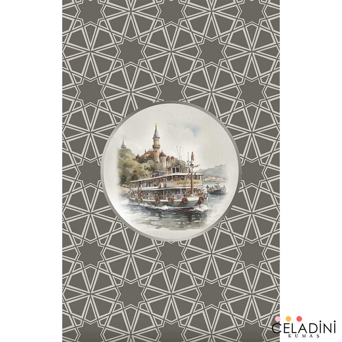 İstanbul Serisi Boğaz ve Vapur Desenli Fırın Örtüsü Kumaşı