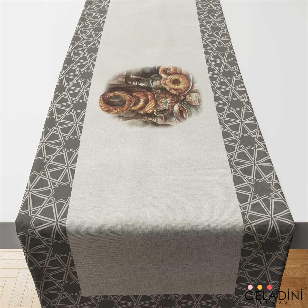 İstanbul Serisi Simit Desenli Runner Kumaşı