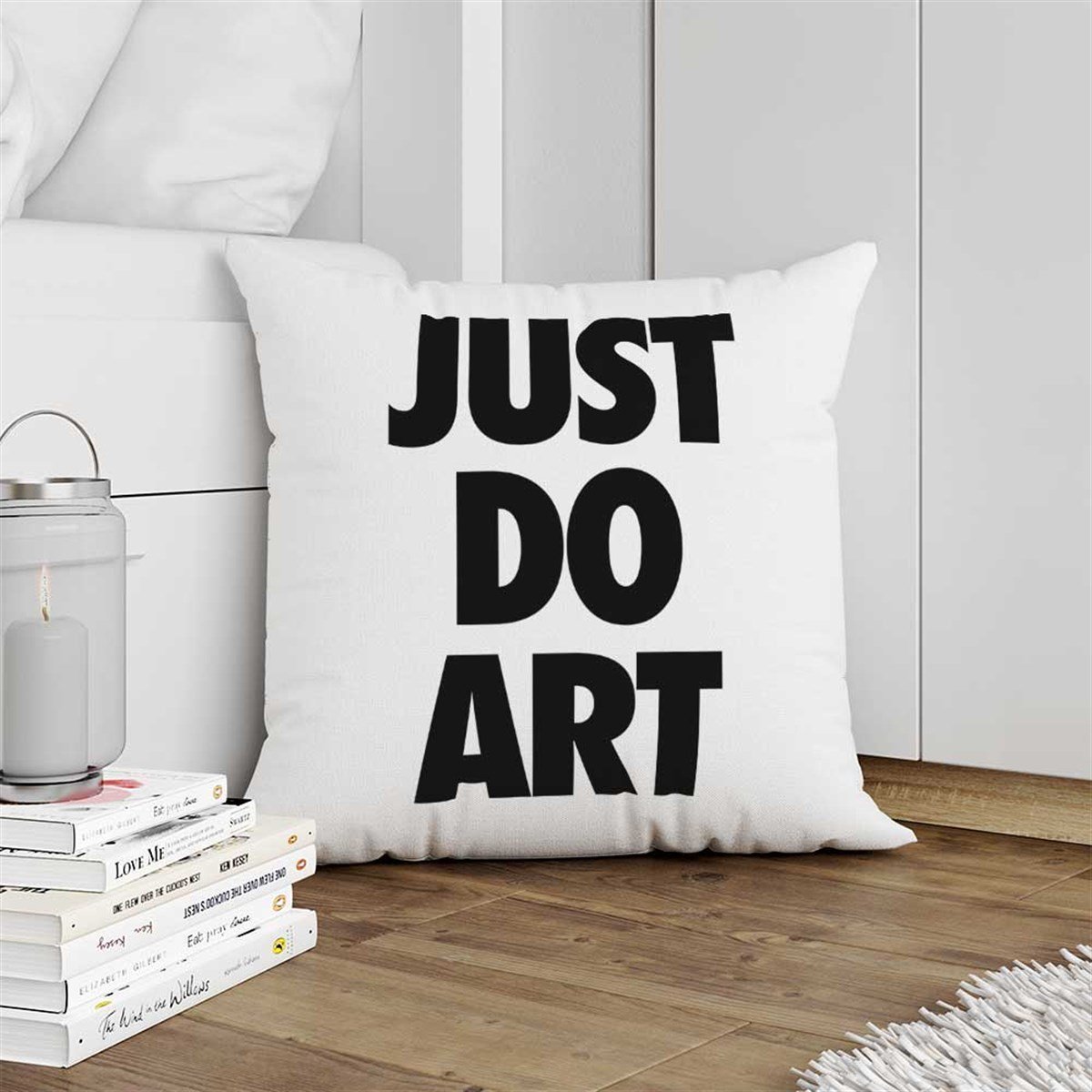 Just Do Art Yazılı Kırlent Kumaşı